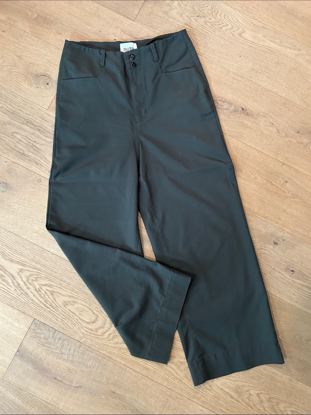 DU/ER Women's High-Rise Wide-Leg Pants — dark green